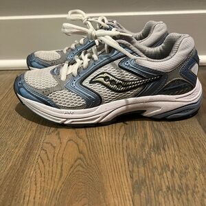 Saucony Mesh Athletic Shoes in Gray and Blue